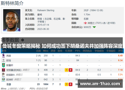 曼城冬窗策略揭秘 如何成功签下胡桑诺夫并加强阵容深度